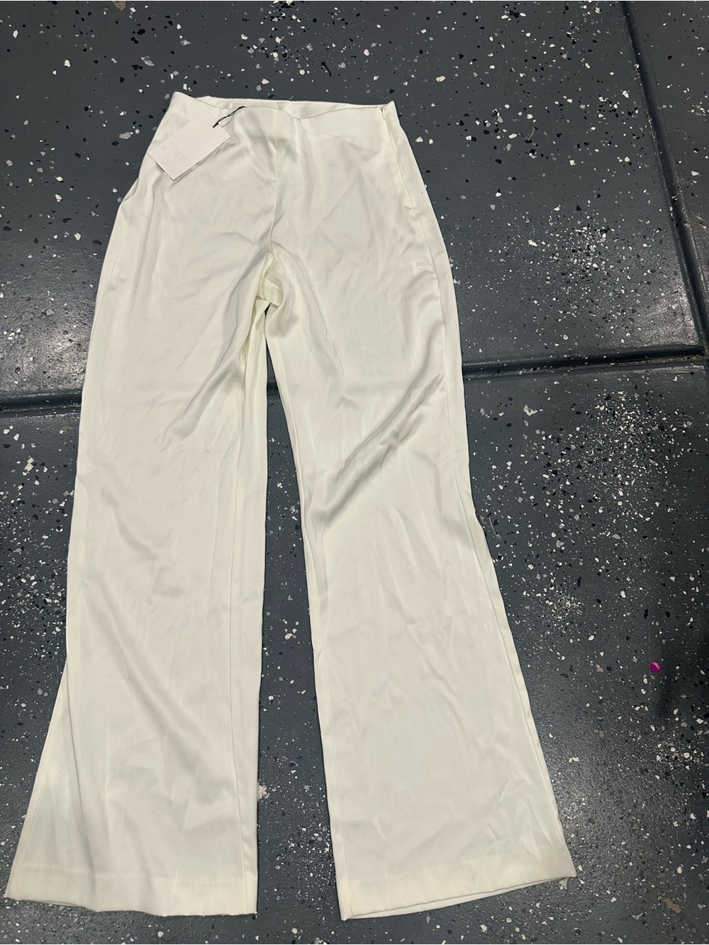Zara high rise Cream Wide-Leg Pants